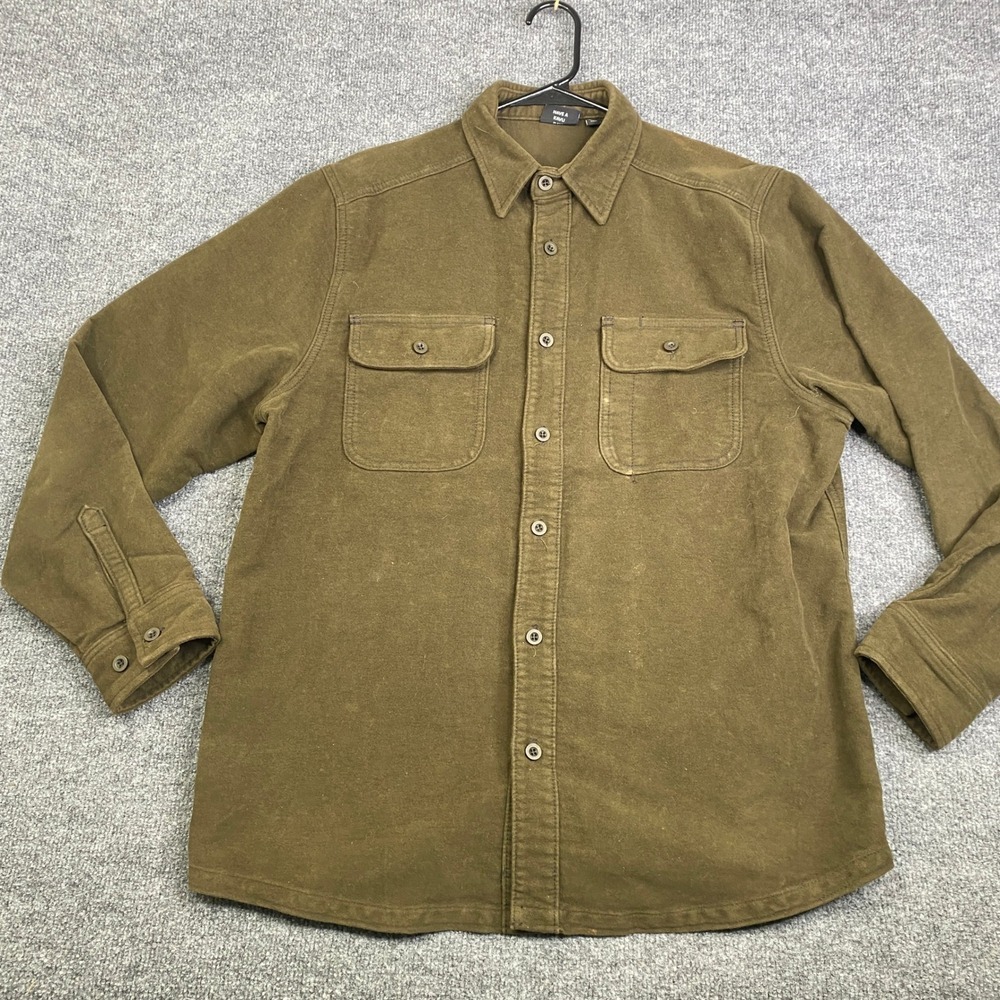 Kavu Mens Work Shacket Medium Olive Green Long Sleeve Cotton Twill Heavy